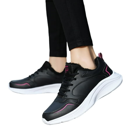 

Mepaouo Women s Snow Sneakers Fleece Lined Arch Support Winter Warm Running Shoes Booties(Pink 7)