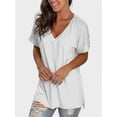thumbnail image 5 of Womens Summer Tops Short Sleeve Casual Shirts Floral Tee Trendy Basics V Neck Plain Tshirt, 5 of 5