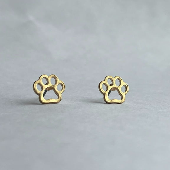 Howard's Stud Bud Paw Print Gold Stud Earrings for Women