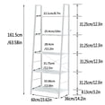 thumbnail image 5 of Yusong Bookshelf, Ladder Shelf 5-Tier Bookcase for Bedroom, Industrial Book Shelves Storage Rack with Metal Frame for Home Office, White, 5 of 7