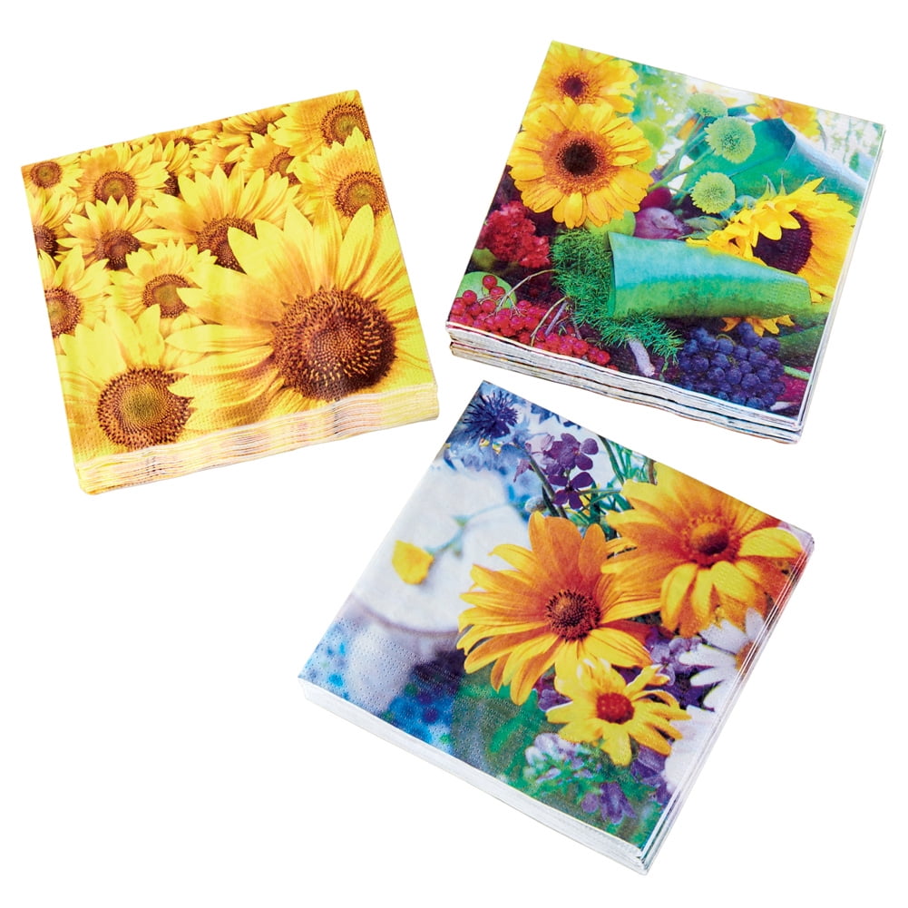 Sunflower Paper Napkins Summer Madness 40pcs 6.5x6.5 Paper Lunch Napkins, Sunflower Napkins, Fall Napkins, Thanksgiving Paper Napkins, Decorative