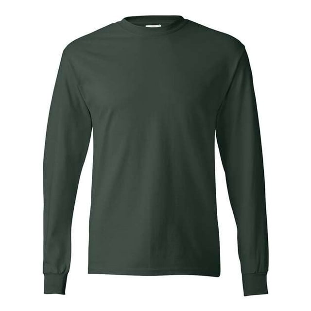 Camiseta de Manga Larga Hanes Tagless 100% Algodón Verde Bosque XL