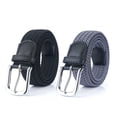 thumbnail image 1 of Cinturón elástico trenzado de 2 piezas para hombres y mujeres, cinturón tejido multicolor, cinturón elástico de lona, 1 of 5