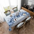 thumbnail image 4 of Blue Blooms Floral Rectangle Tablecloth, Spring Flowers Botanical Blue Ombre Waterproof & StainResistant Tablecloth, Washable Oil-proof Table Cover for Dining/Party/Wedding/Camping/Buffet 52x70 In, 4 of 9