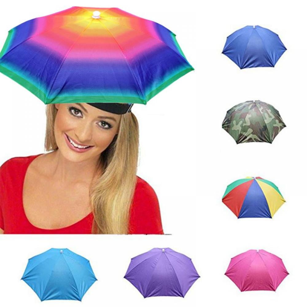 Fishing Umbrella, Sunscreen Windproof Head-Mounted Umbrella Top Folding Hat  Umbrella, Head Hats