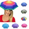 thumbnail image 4 of 1 Pack Umbrella Hat,Kid Adult 22inch UV Protection Elastic Band Hands Free Umbrella Hat for Fishing Hiking Gardening Golf Beach Party Blue, 4 of 5