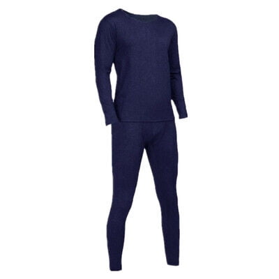 

Mens Winter 100% Cotton Thermal Warm Fleece Lined Long Johns Underwear 2Pcs Set
