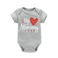 thumbnail image 2 of 0-3 Months Preemie Kids Baby Valentine's Day Toddler Girls Boys Letter Heart Prints Shorts Sleeves Jumpsuit Romper Sleeper Jumpsuit, 2 of 3