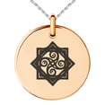 thumbnail image 1 of Stainless Steel Shadow Magic Rune Engraved Small Medallion Circle Charm Pendant Necklace, 1 of 1