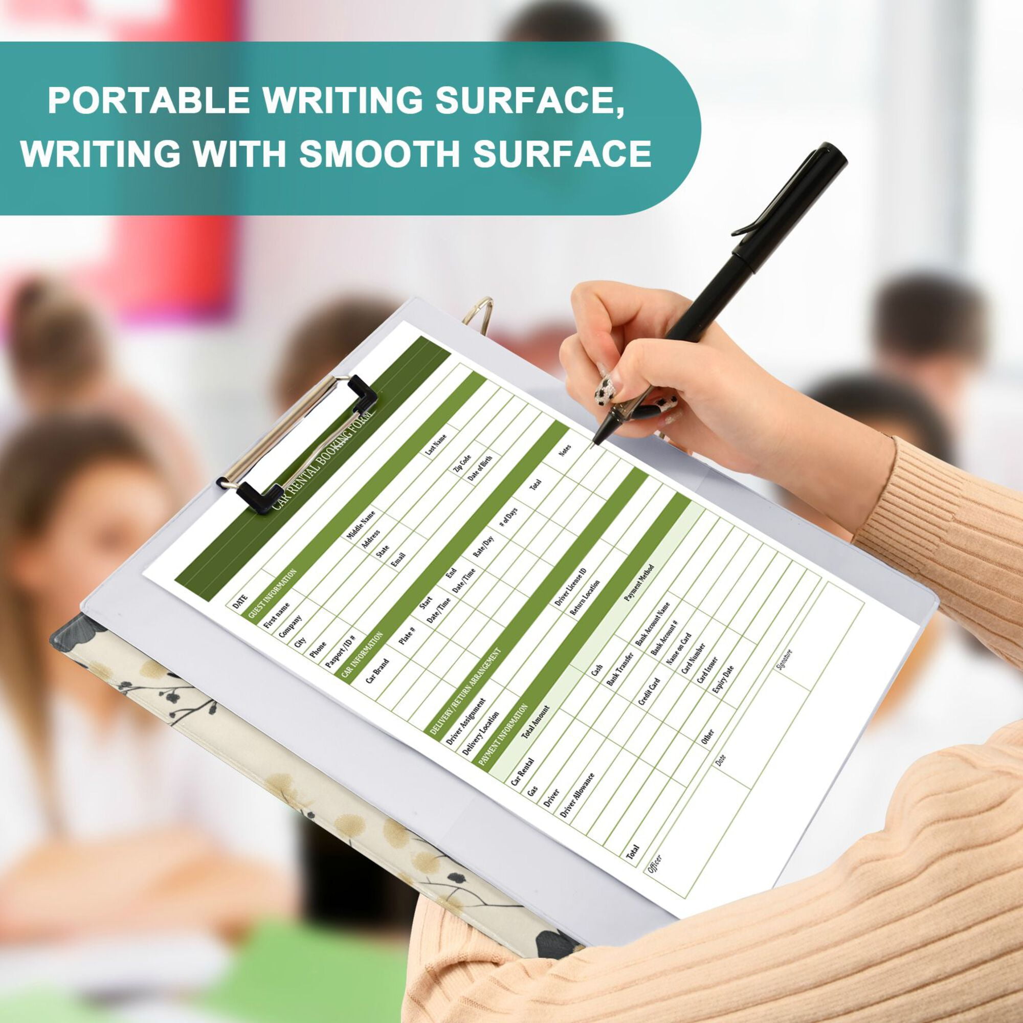 FORMRS 3 Ring Binder with Pockets 1.5" D-Rings Clip Board 200 Sheets Capacity, Small Black Flowers