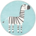 thumbnail image 2 of Unique Loom Whimsy Kids Collection Area Rug - Zebra (3' 3" Round Teal/Ivory), 2 of 9