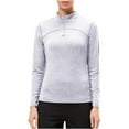 thumbnail image 4 of Htigea Yoga Shirts for Women 1/4 Zip Mock Neck Athletic Tops Stretchy Slim Fit Workout Tee Thin Fleece Long Sleeve Sport T-Shirts White XL, 4 of 8