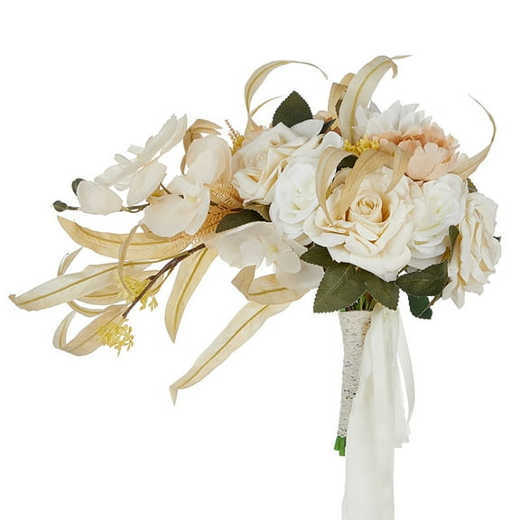 HUONA Bridal Wedding Bouquet Bohemian Champagne Bouque Flower Bridal Bouque Flower Wedding Simulation Waterfall Flower Bouque