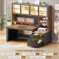 thumbnail image 3 of Modern Computer Desk with 2 Wood Drawers and Hutch, 23.6"W Executive Desk with Display Cabinet and LED Lights for Home Office, 3 of 7
