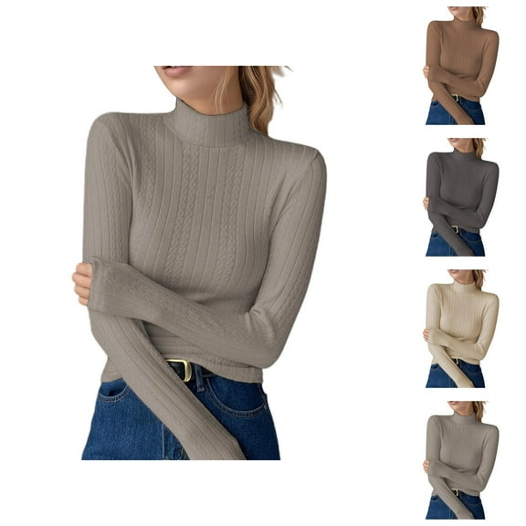 sweaters for women Women's Pullover Sweater Winter Knit Soft Comfortable Turtleneck Long Sleeve Slim Fit Warm Casual Blouse for Fall and Cold Weather