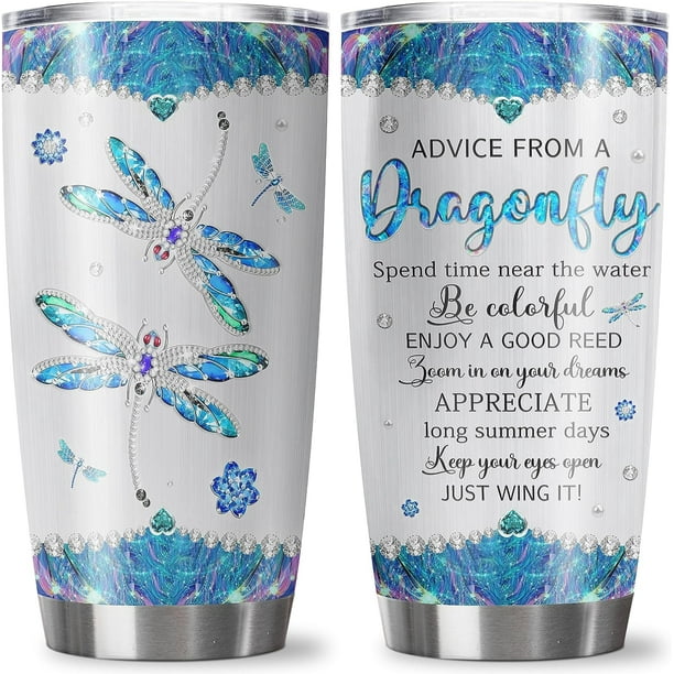 Vaso de libélula de 20 oz - Regalos únicos de libélula para mujeres - Regalos para amantes de las libélulas - Regalo para amantes de las libélulas - Vaso de libélula para cumpleaños - Taza de