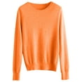 thumbnail image 4 of Zhuashum Womens Sweaters Round Neck Pullover Sweater Solid Color Long Sleeves Trend Simple Clothing Orange M, 4 of 4