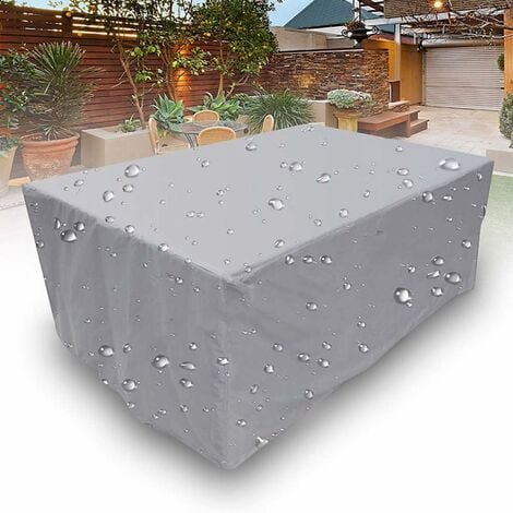 Funda para Muebles de Jardín, Tela Oxford 210D Rectangular, Protección Impermeable, Protección contra la Nieve, Lona Anti-UV a Prueba de Polvo para Muebles de jardín, Mesa de Patio, Plata,