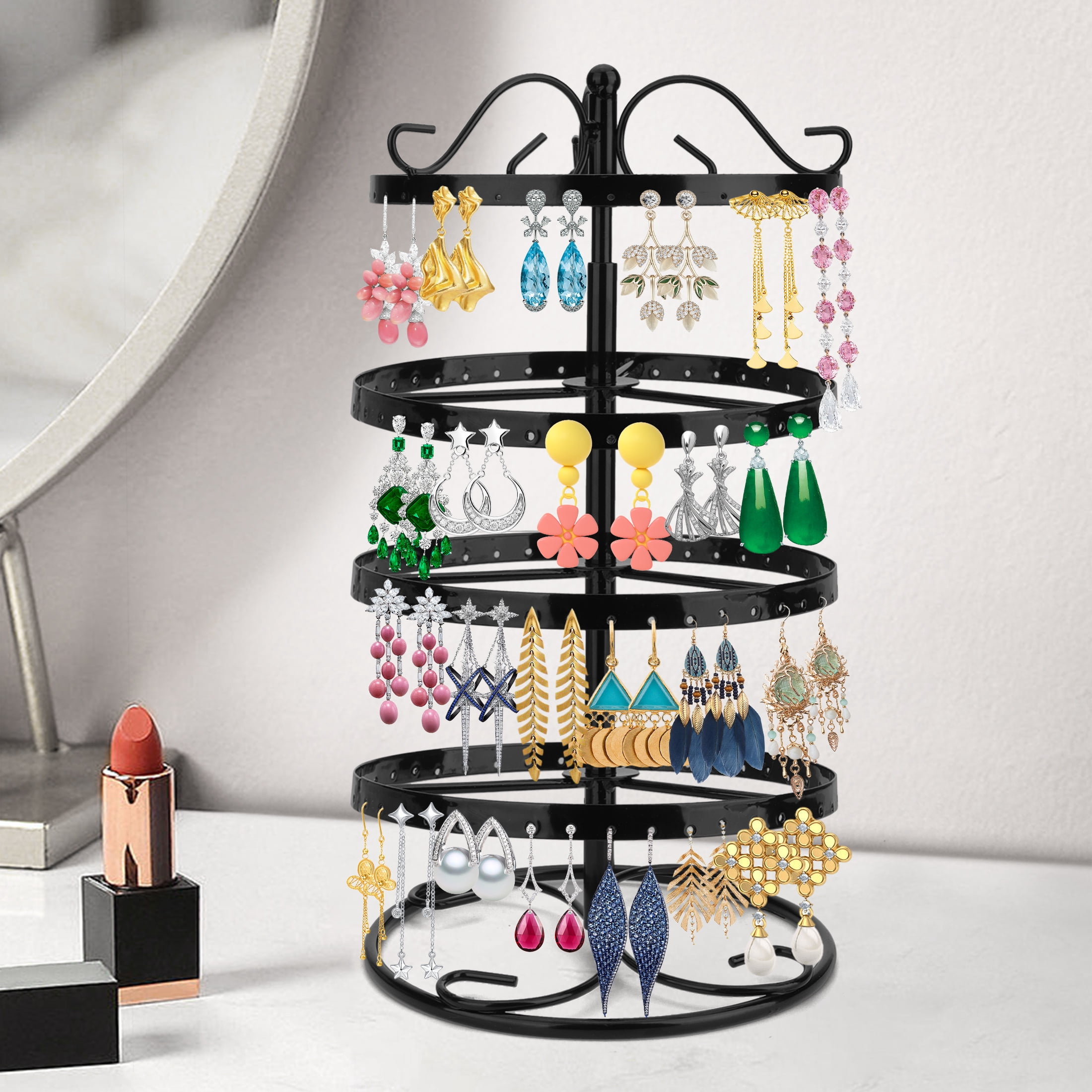TSV 4 Tier Rotatable Jewelry Rack Hanger, 176 Holes Earring Stand