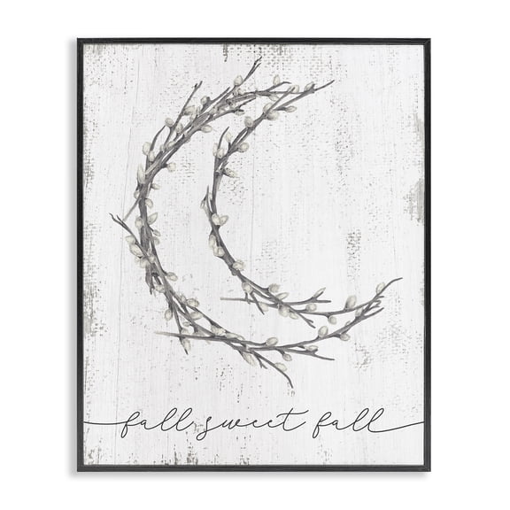 Stupell Industries Farmhouse Fall Sweet Fall Greeting Pussywillow Crescent Moon Black Framed Giclee Art, 11 x 14, by Lil' Rue