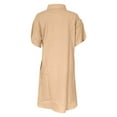 thumbnail image 4 of hotojiny Womens Button down Shirt Dresses Cotton Linen Loose Short Sleeve Tunic Dresses Plus Size Cover Ups Summer Beach Dress, 4 of 5