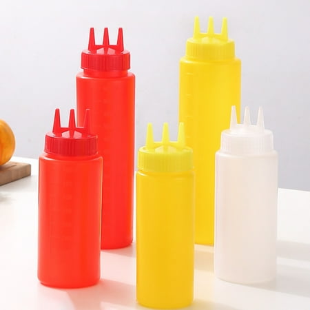 

Soumake Refillable Squeeze Bottle Food Grade 3 Hole Large Capacity Condiment Bottles for Kitchen