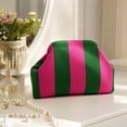 thumbnail image 5 of Pink and Green Striped Knit Makeup Organizer Pouch with Large Capacity, Portable Cosmetic Bag for Travel, 5 of 6