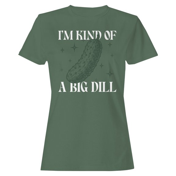 Smartprints Big Dill Funny Pickle Women's T-shirt Military Green, Cotton, S