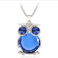 thumbnail image 1 of Crystal Blue Big Owl Necklace Silvertone Anti-Tarnish Bird Pendant Jewelry–146-O, 1 of 7