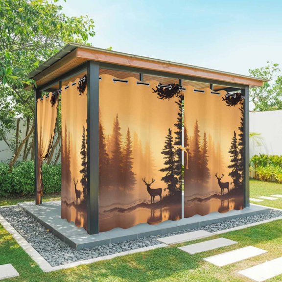 Outdoor Curtains for Patio, Waterproof Outside Curtains Privacy Blackout Curtain for Porch Pergola Cabana, 2 Panel 54W x 108L Inch
