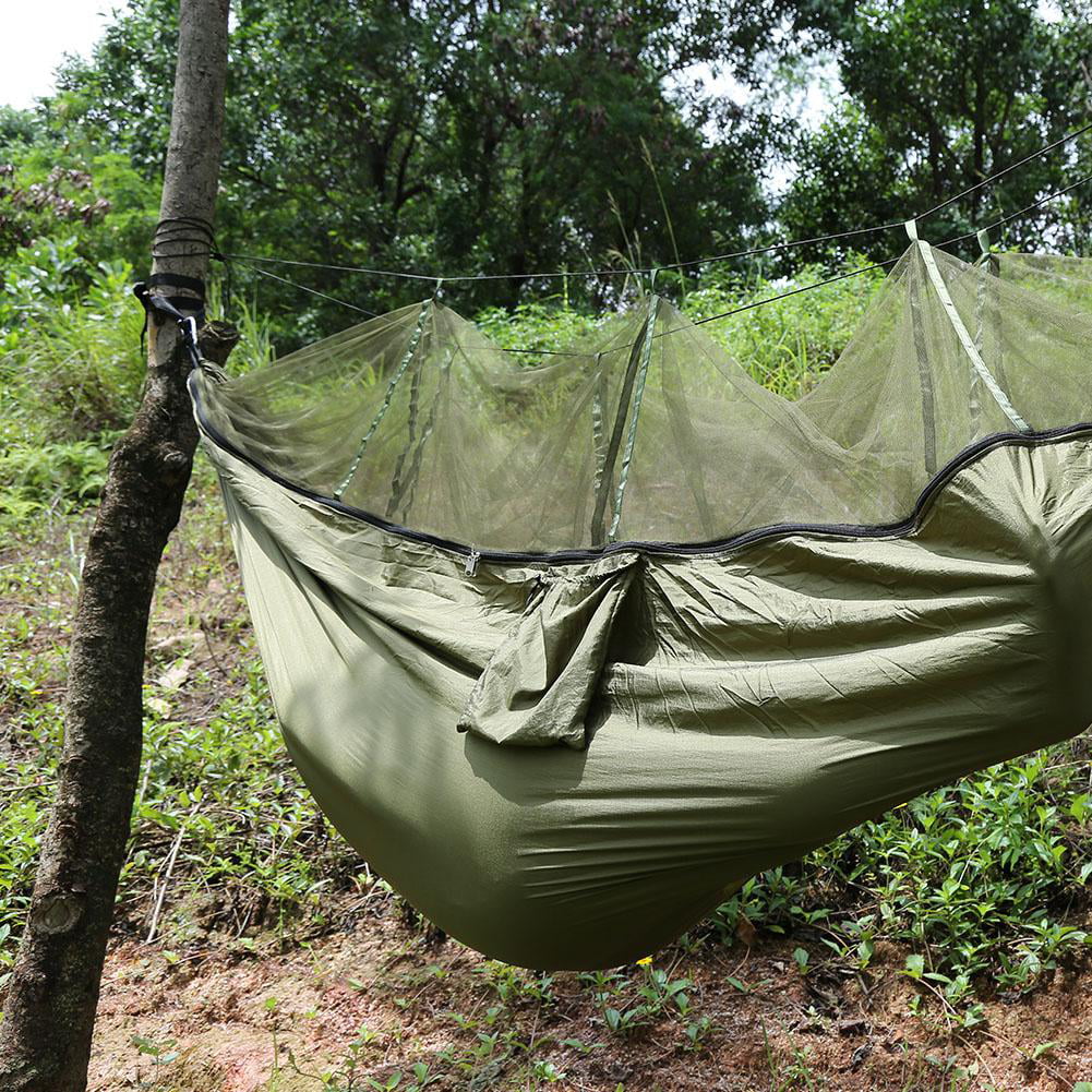 Portable Nylon Fabric Hammock With Mosquito Net Garden Jungle Camping Tent New 