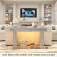 thumbnail image 4 of Homieasy 47" Console Table with Socket & Sensor Light, Narrow Entryway Table with Storage for Hallway/Living Room, Farmhouse Style in White Oak, 4 of 10