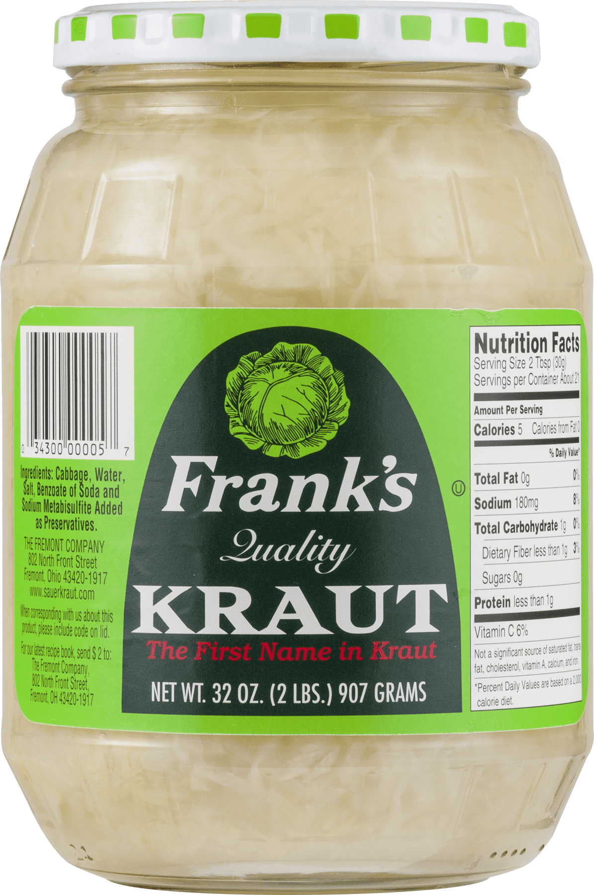 Frank's Quality Shredded Sauerkraut, 32 Oz Jar