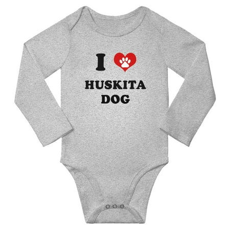 

I Heart Huskita Dog Cute Baby Long Bodysuit Romper (Gray 18-24 Months)