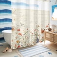 thumbnail image 5 of No Hook Shower Curtain, Retro Spring Floral Shower Curtains for Bathroom with See Through Top Window, Botanical Colorful Summer Butterfly Waterproof & Washable Bath Curtain 66"x72", 5 of 9
