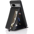 thumbnail image 5 of for Google Pixel 7A Case with Card Holder for Women, for Google Pixel 7A Phone Case Wallet with Credit Card with Ring Kickstand Zipper Shockproof Slim Stand Case - Black, 5 of 12
