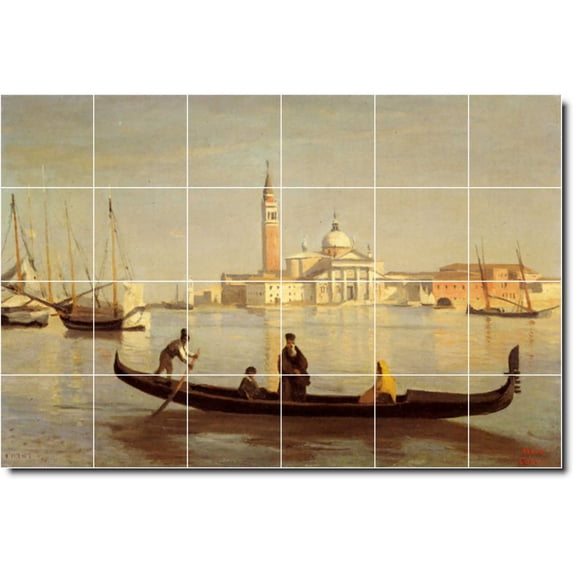 Ceramic Tile Mural-Jean Corot Waterfront Painting 278. 36" w x 24" h using (24) 6 x 6 ceramic tiles