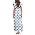 thumbnail image 4 of Women's Peplum Waist Dress Short Sleeve V Neck Floral Print Summer Maxi Dresses Multicolor M, 4 of 4