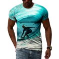 thumbnail image 1 of Mode Été Cool Surf Sports T-Shirts Graphiques Hommes Personnalité Intéressante Impression Créative 3D Col Rond Manches Courtes Hauts, 1 of 5