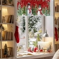 thumbnail image 3 of Christmas Snowman Valances for Windows, 54 x 18in, Winter Pine Needle Tree Bird Snowing Red Rod Pocket Kitchen Valance Curtain Light Filtering Window Treatments for Living Room Bedroom, 1 Panel, 3 of 7