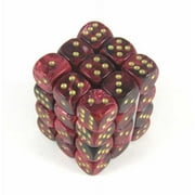 Burgandy Vortex Dice with Gold Pips D6 12mm (1/2in) Pack of 36 Chessex