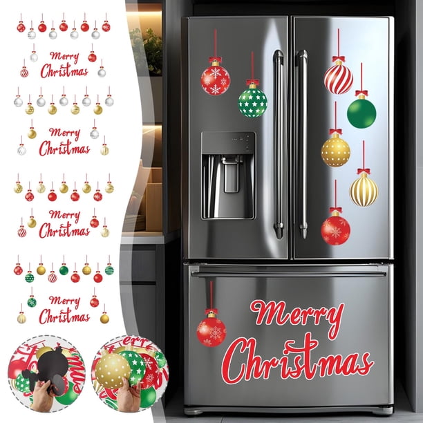 Imanes para puertas de garaje navideñas de 32 piezas - Decoración de cocina para frigorífico de Feliz Navidad, set de decoración magnética grande para puertas metálicas
