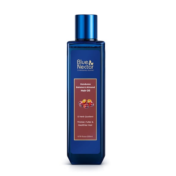 Blue Nectar Batana Hair Oil with Honduras Batana Oil & Organic Almond Oil | Ayurvedic Hair Oil with 12 Herbs | Nourishes Hair & Scalp | 6.76 fl oz