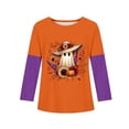 thumbnail image 5 of Abcomgle Halloween Shirts for Girls Size 7/8 Spooky Autumn Pumpkin Ghost Tee Shirts for Girls Crewneck Long Sleeve T Shirts for Girls Fall Funny Scary Top for Girls, 5 of 6