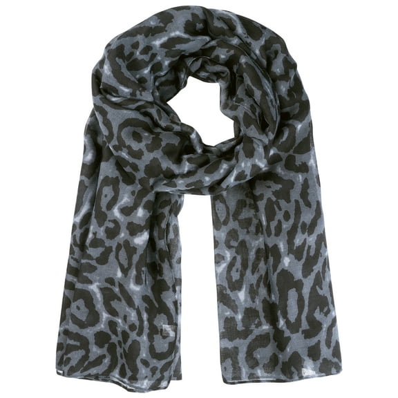 INSPIRAR CHIC Bufanda Larga Impresa de Leopardo para Mujeres, Ligera y Suave, Chal de Cabeza para Todas las Temporadas 70.9x35.4" Azul Oscuro