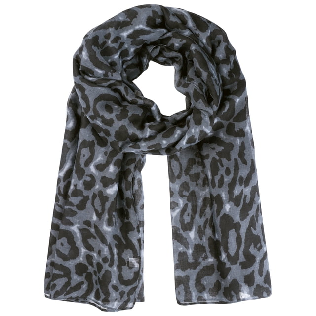 INSPIRAR CHIC Bufanda Larga Impresa de Leopardo para Mujeres, Ligera y Suave, Chal de Cabeza para Todas las Temporadas 70.9x35.4" Azul Oscuro
