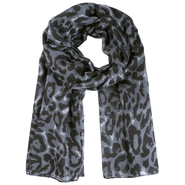 INSPIRAR CHIC Bufanda Larga Impresa de Leopardo para Mujeres, Ligera y Suave, Chal de Cabeza para Todas las Temporadas 70.9x35.4" Azul Oscuro