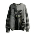 thumbnail image 4 of Domuza Halloween Sweatshirts Men Novelty Horror Pumpkin Face Print Crew Neck Sweater Fall Winter Trendy Casual Long Sleeve Pullover Top Dark Gray M, 4 of 6