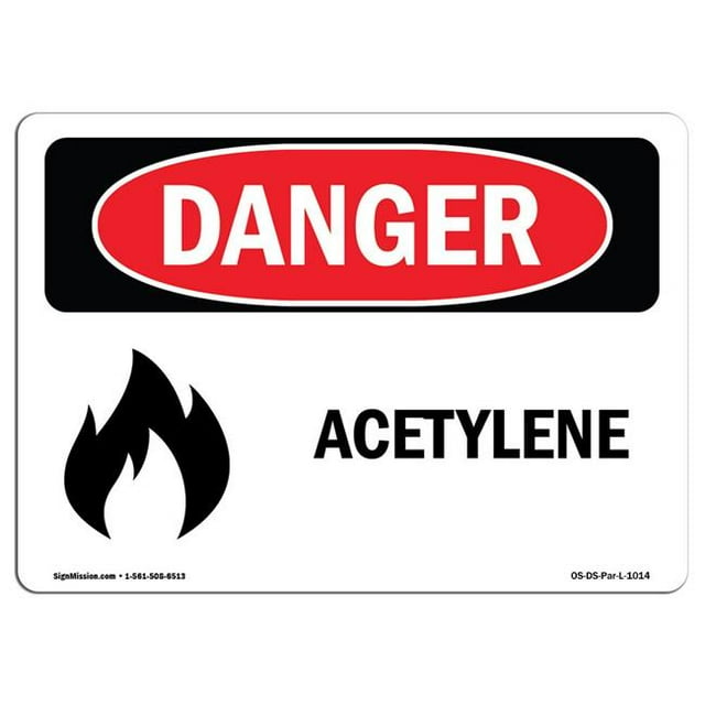SignMission OS-DS-A-1218-L-1014 12 x 18 Po Signe de Danger OSHA - Acétylène