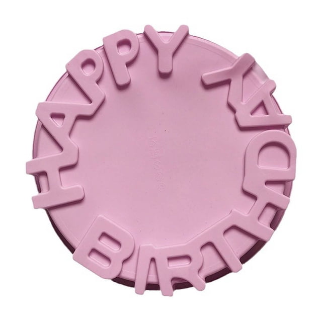 Cake Mould for Baking Silicone Big Round Shape Letters Happy Birthday Lettering Pan for Cakes and Microwave Safe Baking Tool